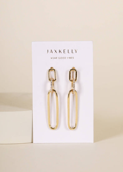 Pave Link Drop - Gold Earrings