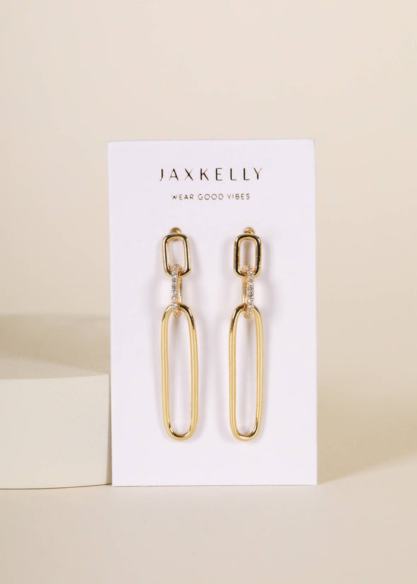 Pave Link Drop - Gold Earrings