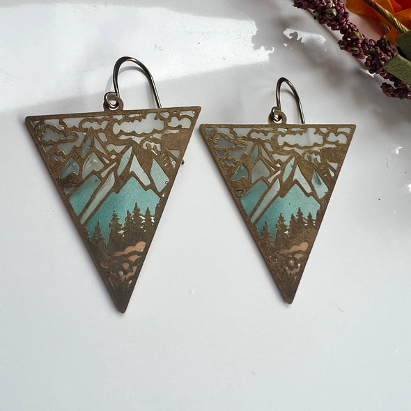 Ridgeline // stained glass resin earrings