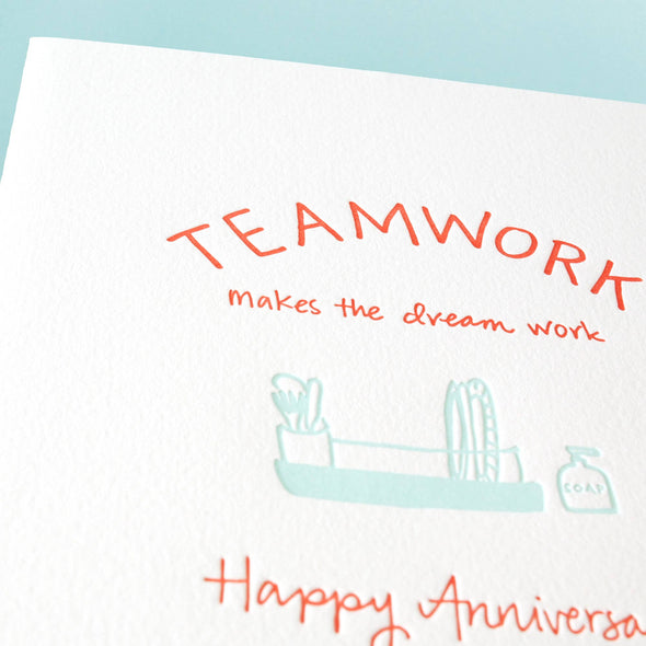 Teamwork Anniversary - Letterpress Greeting Card