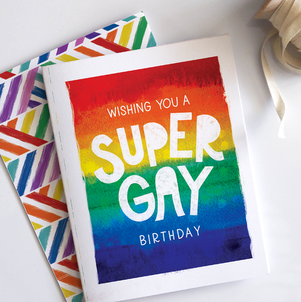 Super Gay Birthday | Rainbow Gay LGBTQIA+ Trans Queer Card