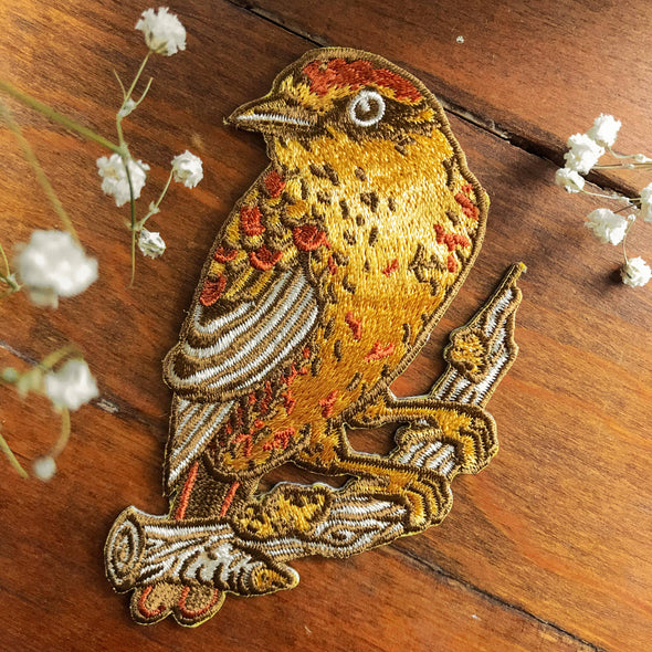 Palm Warbler Bird Embroidered Patch, Iron on Patch