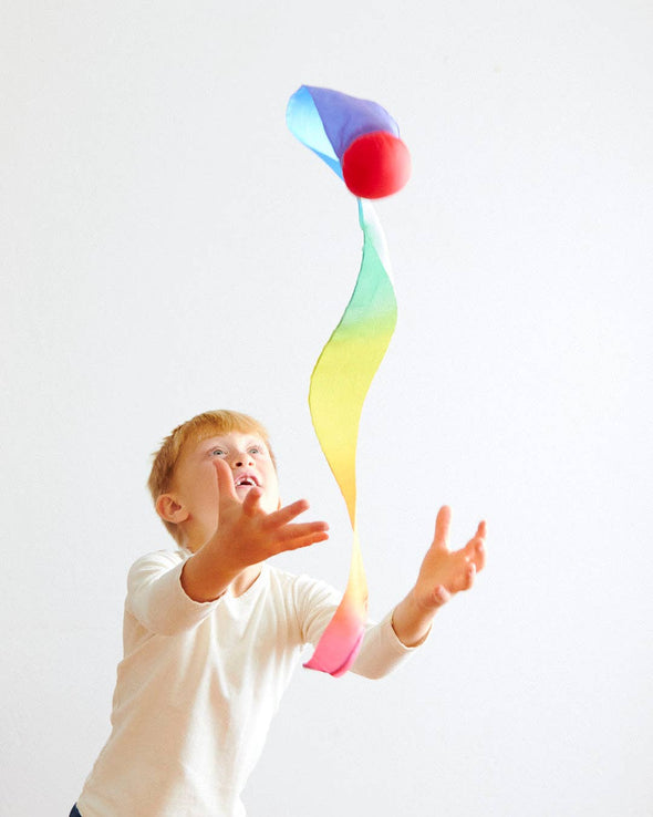 Silk Skytail - Waldorf Toy for Throwing, Movement Play: Rainbow