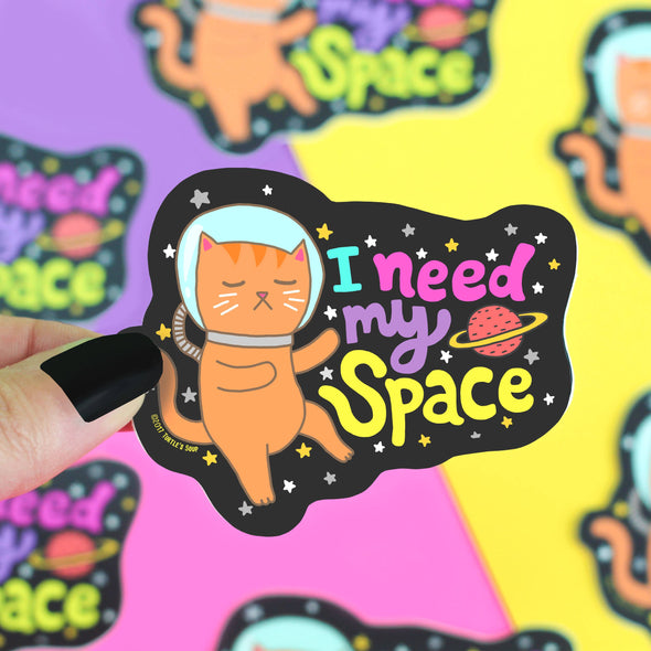 I Need My Space Galaxy Cat Holiday Gift Vinyl Sticker