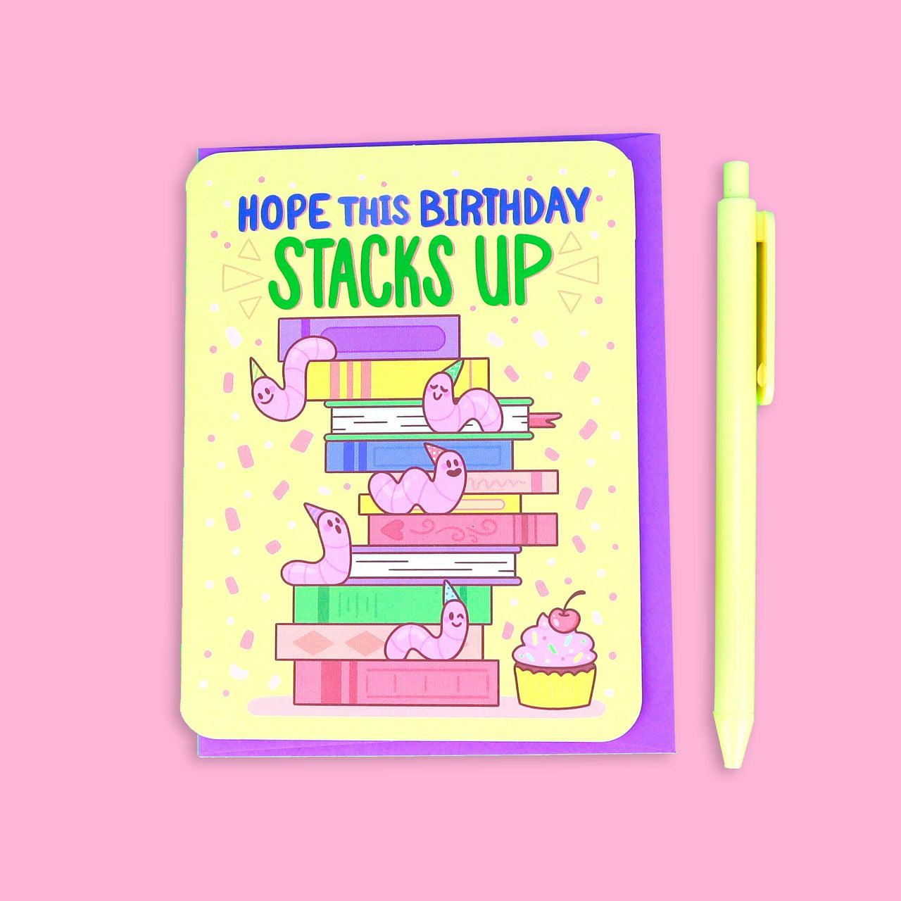 Stacks Up Book Birthday Greeting Card