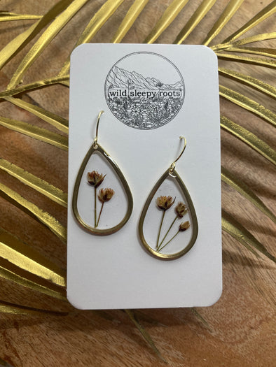 Single Flowering Sedge Teardrop Earrings