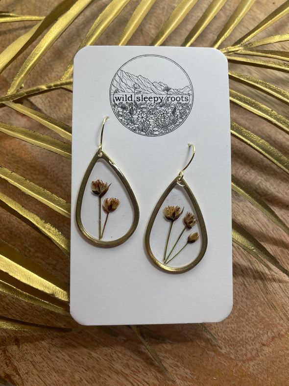 Single Flowering Sedge Teardrop Earrings