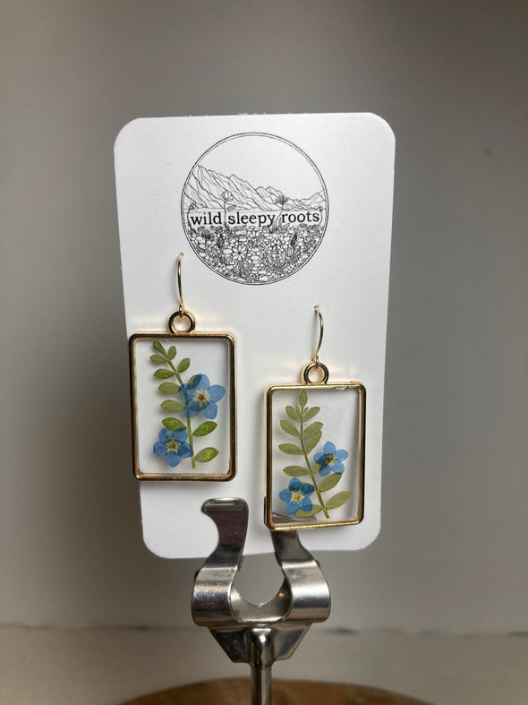 Forget-Me-Not + Jacob's Ladder Rectangle Earrings