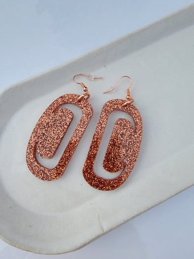 Small Crescent Ovoid - Copper Glitter