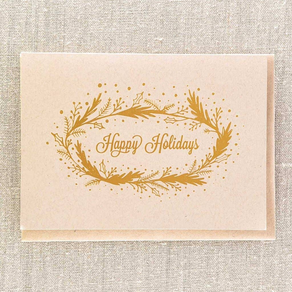 Happy Holiday Gold Foil on Kraft