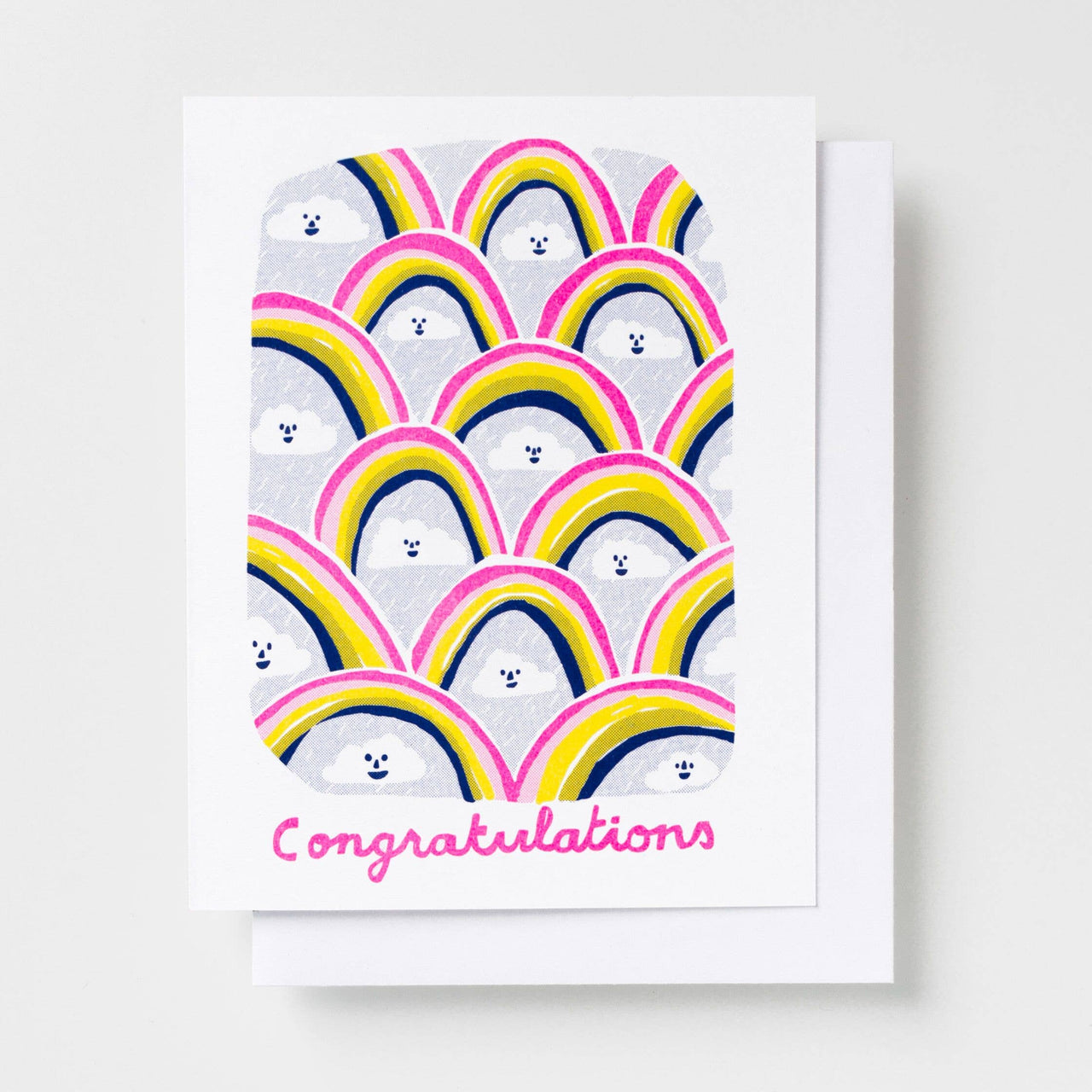 Congratulations Clouds Risograph Card