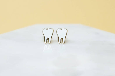 Teeth Earrings - 22k Gold Plated