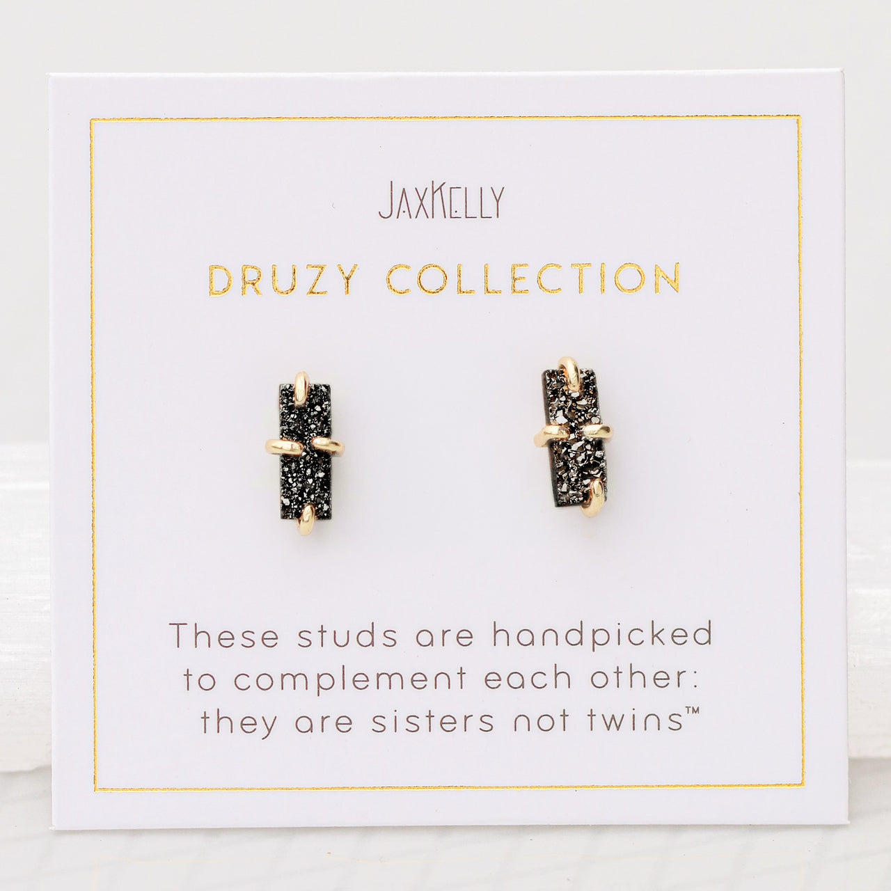 Black Bar Druzy Studs