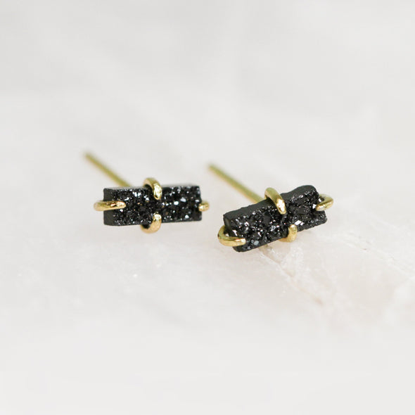 Black Bar Druzy Studs