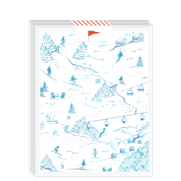 Ski Blue Toile Card Set of 8