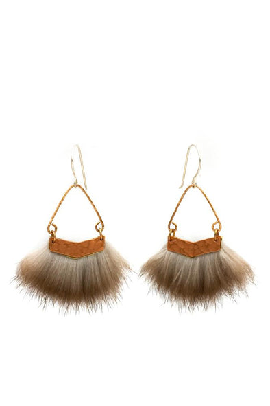 Mini Reverse Wide V Sea Otter Fur Earring