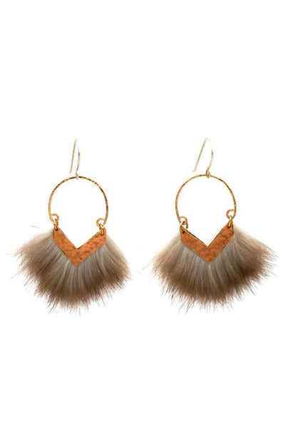 Mini Reverse Deep V Sea Otter Fur Earring