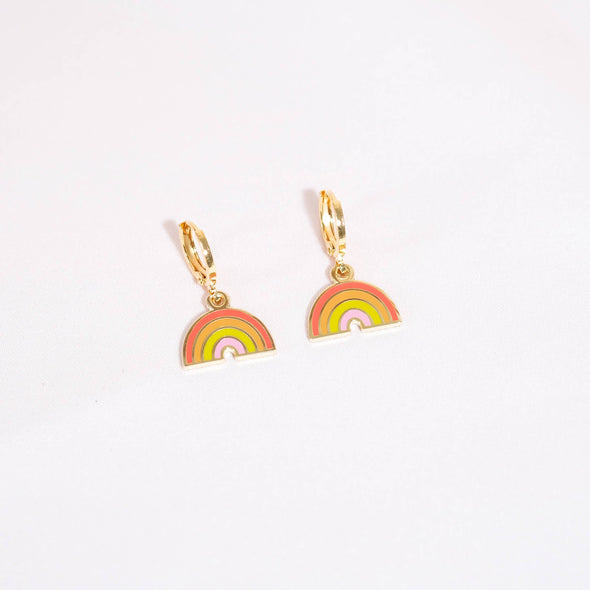 Rainbow Huggie Hoop Earrings